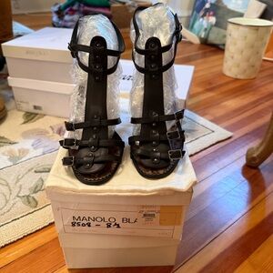 Manolo Blahnik Black Strappy Sandals